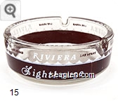 Las Vegas Riviera Las Vegas, Delmonico, Cafe Noir, Lighthouse - Maroon and white imprint Glass Ashtray