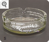 'Pick' Hobson's Riverside Hotel & Casino, Canadian Toll Free 800/421-RENO, U.S. Toll Free 800/648-3833 - White imprint Glass Ashtray