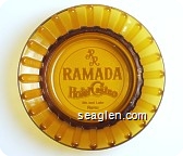 RR Ramada Hotel Casino, 6th and Lake, Reno - Yellow imprint Glass Ashtray