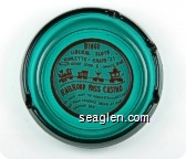Bingo, Liberal Slots, Roulette - Craps - ''21'', Good Food & Snack Bar, Railroad Pass Casino, On Your Way to Hoover ''Boulder Dam'', Sip Your Favorite Drink at Our Famous Bar - Red on white imprint Glass Ashtray