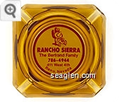 Rancho Sierra, The Bertrand Family, 786-4944, 411 West 4th, Reno, Nevada - Red on white imprint Glass Ashtray