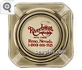 Riverboat Hotel Casino, Reno, Nevada, 1-(800)-888-5525 - Red imprint Glass Ashtray