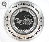 4th Annual Birthday Bash, Slot & Blackjack Tournaments 1992, Riverboat, Reno Nevada - Etched imprint Metal Ashtray