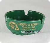 Rainbow Casino & Bingo, Nekoosa, WI, 1-800-782-4560 - Gold imprint Plastic Ashtray