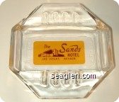 The Sands Hotel, Las Vegas Nevada - Brown on yellow imprint Glass Ashtray