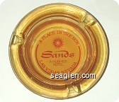 Sands, A Place in the Sun, A Hughes Hotel, Las Vegas . Nevada - Red on yellow imprint Glass Ashtray