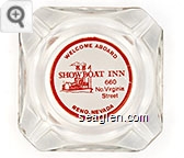 Welcome Aboard, Showboat Inn, 660 No. Virginia Street, Reno, Nevada - Red on white imprint Glass Ashtray