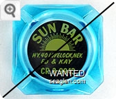 Sun Bar, Hy. 40 Lovelock, Nev., Ed & Kay, CR.3-9943 - Yellow on black imprint Glass Ashtray