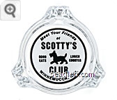 Meet Your Friends at Scotty's Club, Good Eats, Lunch Counter, Winnemucca, Nev. - Black on white imprint Glass Ashtray