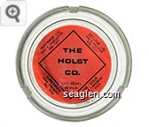 The Holst Co., Las Vegas, Nevada, Decatur Liq., 546 S. Decatur, 870-2522, The Door, 2442 E. Lakemead, 642-6565, Sundowner, 1444 Fremont, 382-5656, Huntridge Liq., 1122 E. Charleston, 384-7377 - Black on red imprint Glass Ashtray