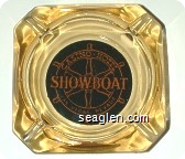 Showboat, Casino Hotel, Las Vegas, Nevada - Gold on black imprint Glass Ashtray