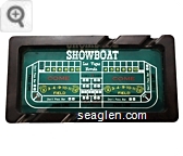 Showboat, Las Vegas, Nevada (Babcock Co., Glendale 1 Calif. Pat. Pend molded on bottom) - Multicolor imprint Bakelite Ashtray