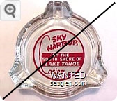 Sky Harbor Casino, On the South Shore of Lake Tahoe, Nevada - Red on white imprint Glass Ashtray