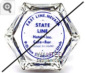 East Line Nevada, State Line Hotel - Inc., Cafe - Bar, Lounge & Casino, P.O. Box 37, Wendover, Utah - Blue imprint Glass Ashtray