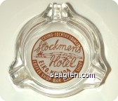 Stockmen's Hotel, Elko, Nevada Casino - Cocktail Lounge, Coffee Shop - Bar - Barber Shop - Brown and white imprint Glass Ashtray