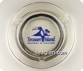 Treasure Island, Resort & Casino - Blue imprint Glass Ashtray