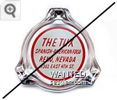 The Tux, Spanish-American Food, Reno, Nevada, 1303 East 4th St. - Red on white imprint Glass Ashtray