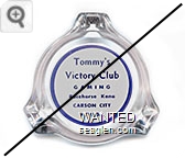 Tommy's Victory Club, Gaming, Racehorse Keno, Carson City Nevada - Blue on white imprint Glass Ashtray